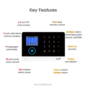 Sistema de alarma antirrobo con control remoto de aplicación inalámbrica IOS Android Tuya Smart WiFi GSM sistemas de seguridad para el hogar con timbre de puerta SOS RFID - Product Image 2
