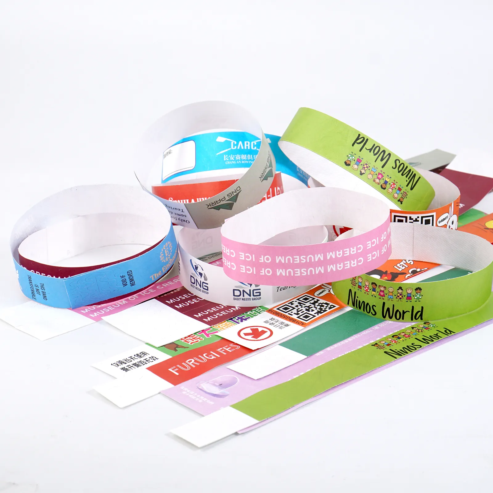 Tyvek-pulsera de papel impermeable para eventos, brazalete de papel desechable en blanco, gran oferta