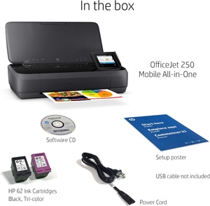 HP OfficeJet 250 All-in-One kablosuz taşınabilir yazıcı USB arayüzü mobil ve masaüstü uyumlu A4 kağıt boyutu stokta - Product Image 2