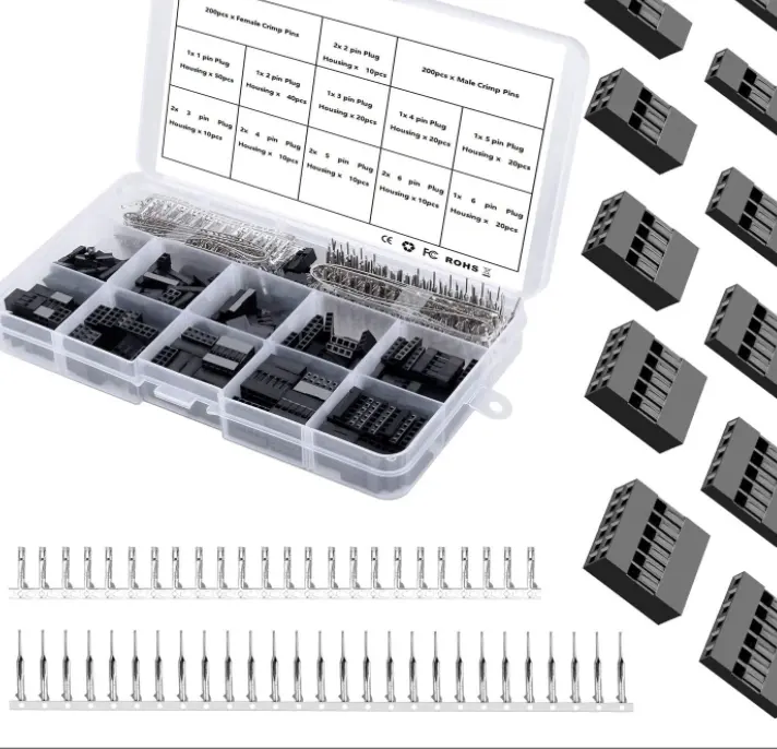 Crimp Housing Connector Kit with Dupont Wire Connectors-A Set of Male and Female 2.54 mm Dupont Connectors and Crimp Pins