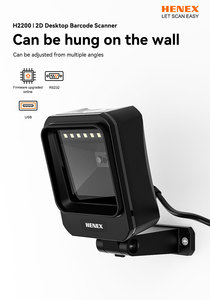 Henex Wired Desktop 2D Barcode Scanner Automatic Induction USB COM Interface CMOS Light <strong>Source</strong> Certified Rohs QR <strong>Code</strong> Print