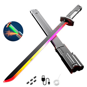 Jungen Geburtstags geschenk Kunststoff Spark blade Schwert Spielzeug Realistische Rauch Multi color Led Light Schwert mit Scheide und schillernden Funken effekt - Product Image 1