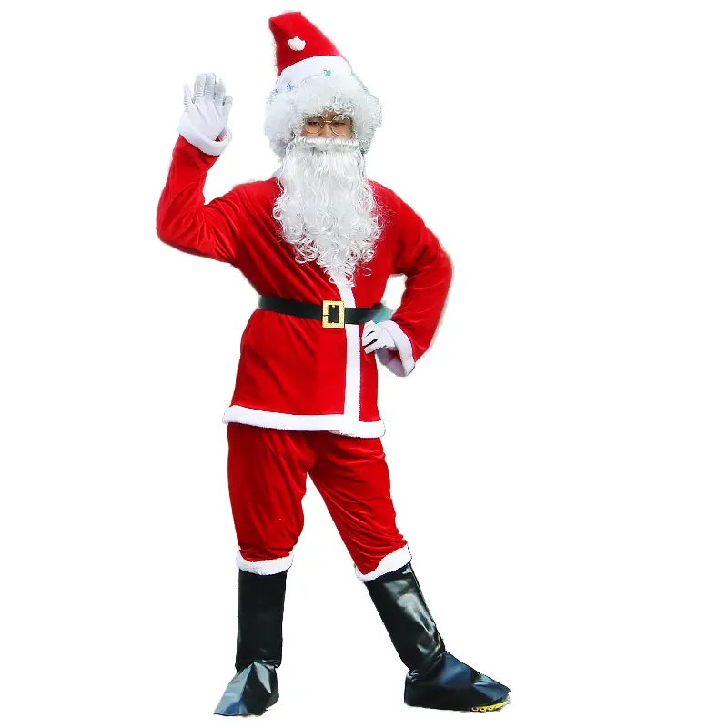 Disfraz de Papá Noel para adultos de alta calidad para Halloween, trajes festivos, conjunto, fiesta de carnaval, regalo, vestir