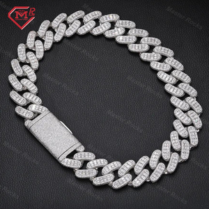 Ağır büyük adam 28MM küba Link zinciri baget 925 ayar gümüş buzlu Out Moissanite küba Link zinciri - Product Image 1
