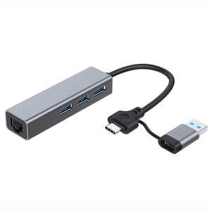 4-in-1 USB3.0/USB C zu USB3.0+ Ethernet-Adapter USB C/Typ-C Gigabit Ethernet LAN Netzwerkadapter