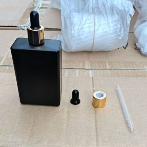 1oz矩形胡须精油瓶30毫升50毫升100毫升矩形磨砂哑光黑色滴管方形玻璃瓶 - Product Image 4