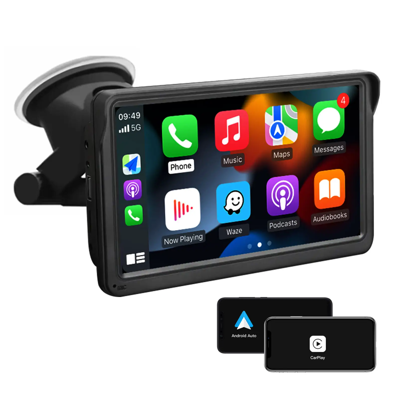 CARABC 1080P Мультимедийный 7-дюймовый портативный радио, Android, беспроводной экран для автомобиля, Apple Carplay, автомобильный стерео