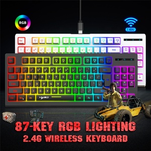 Windows 2.4G kablosuz şarj edilebilir oyun klavyesi arkadan aydınlatmalı ergonomik 87-key membran klavye RGB PC Xbox Windows Mac için Usb ABS - Product Image 3