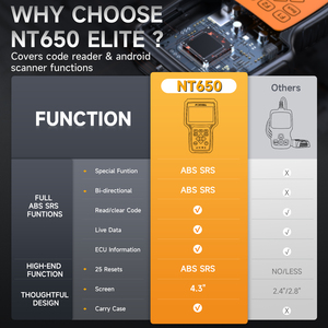 Escáner automático FOXWELL NT650 Elite, herramienta de diagnóstico OBD2 portátil para todos los coches, Analizador de motor de 26 funciones especiales - Product Image 6