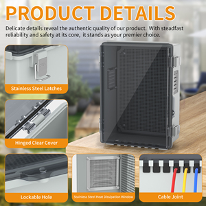 Plastic Waterproof Junction Box 11.8&quot;x6.7&quot;x5.6&quot; IP67 <strong>Enclosure</strong> With Transparent Cover and Mounting Panel for Outdoor Application - Product Image 5