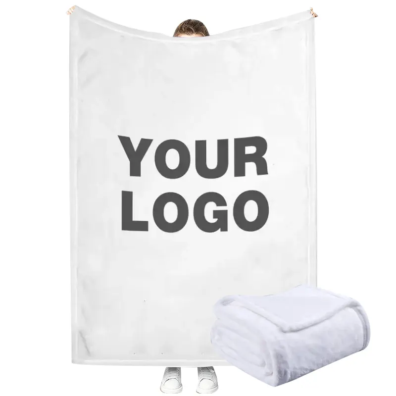 Oem Custom Flanellen Fleece Deken Bedrukking Met Logo 100% Polyester Warme Zachte Bank Dekens Voor Winter King Size