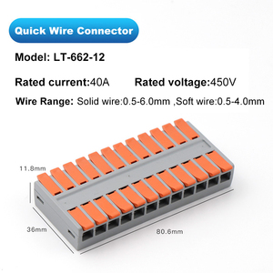 Fabricante LT-662 High Current Quick Wire Connector para Car <span class=keywords><strong>Spring</strong></span> <span class=keywords><strong>Terminal</strong></span> Blocks Hard/soft Cable Lever Wire Lamp Connector