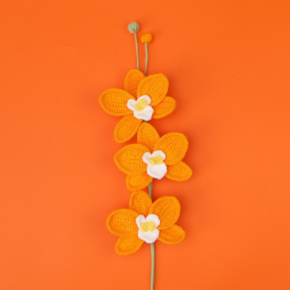 Arancione - Tre rami di orchidea con farfalle
