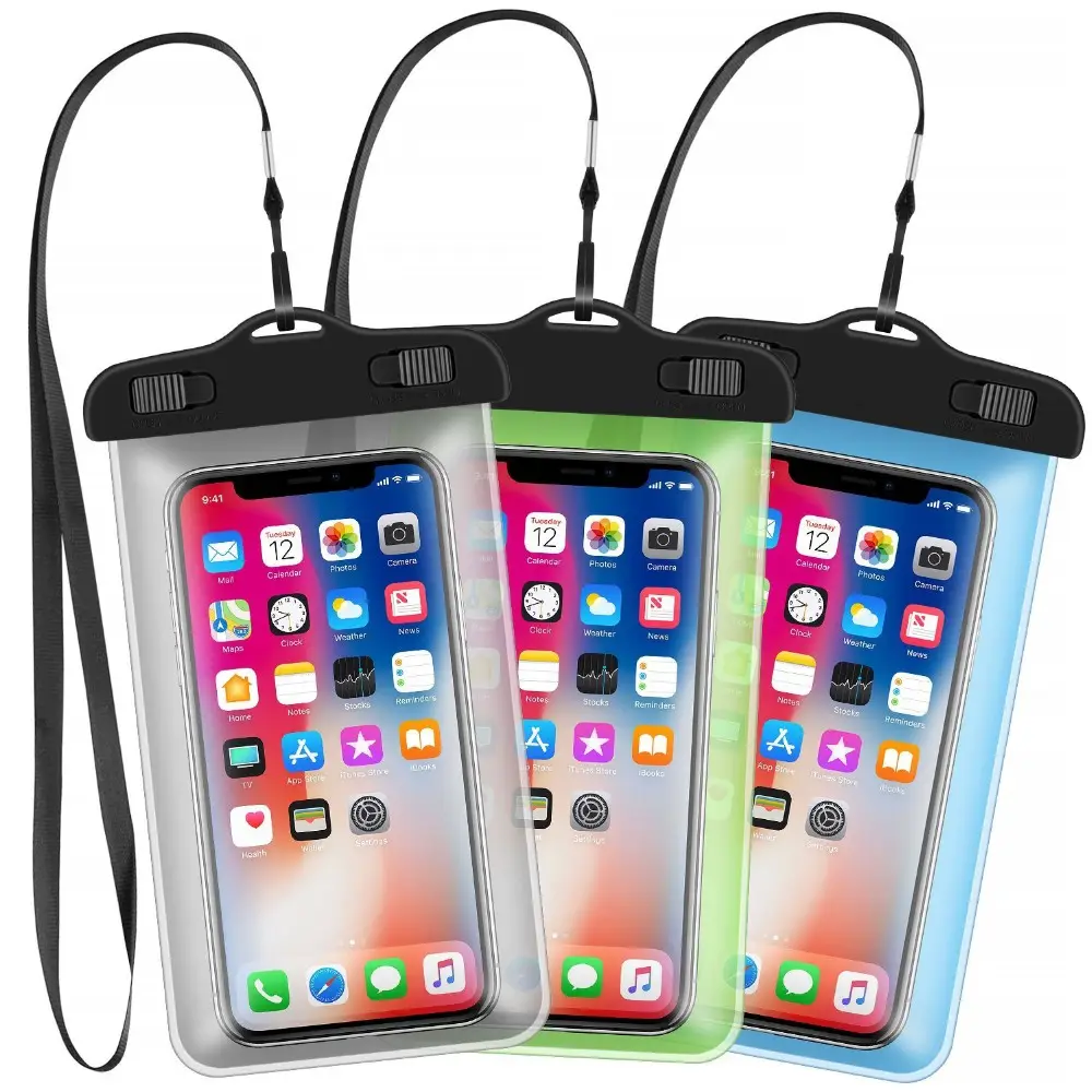 Étuis de téléphone portable en PVC sac étanche sac de téléphone portable étanche avec lanière