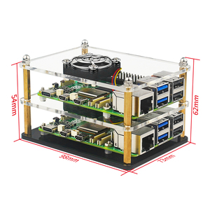<strong>Raspberry</strong> <strong>Pi</strong> 5 Multi Layered Transparent Acrylic Shell Protective Cluster <strong>Case</strong> with Cooling Fan for RPI 5 - Product Image 5