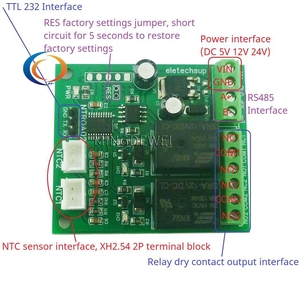 NTROA02 NTC Relay RS485 RS232(TTL) <strong>Analog</strong> Digital Modbus Rtu <strong>Remote</strong> 2AI-2DO DC 5/12/24V IO <strong>Module</strong> Temperature Input Relay <strong>Output</strong>