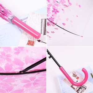 ロマンチックな花柄透明傘ロングハンドル付き文学学生ギフト雨の日ストレートロッドアーチ型デザイン - Product Image 6