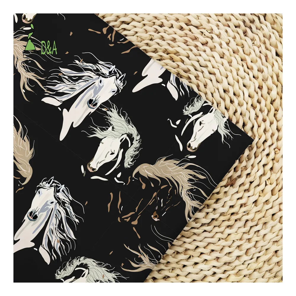 Commercio all'ingrosso cinese lavaggio pittura cavallo modello stampato tessuti 100% tessuto di cotone per camicie