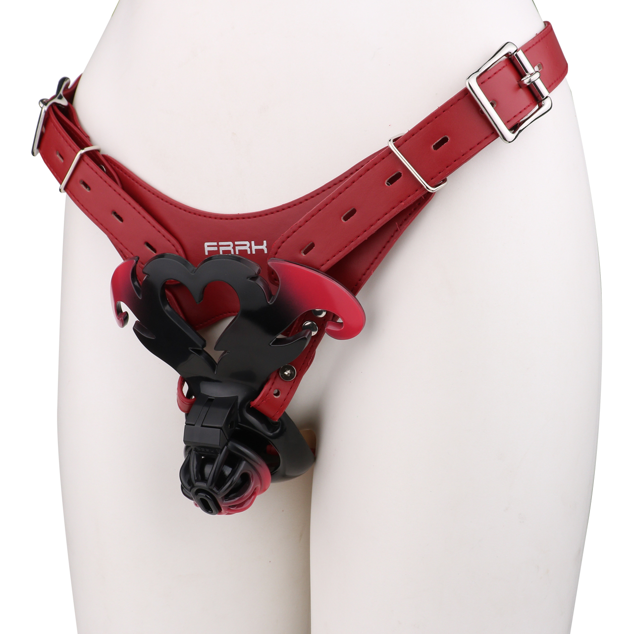 FRRK-299 cage longue noire + ceinture rouge