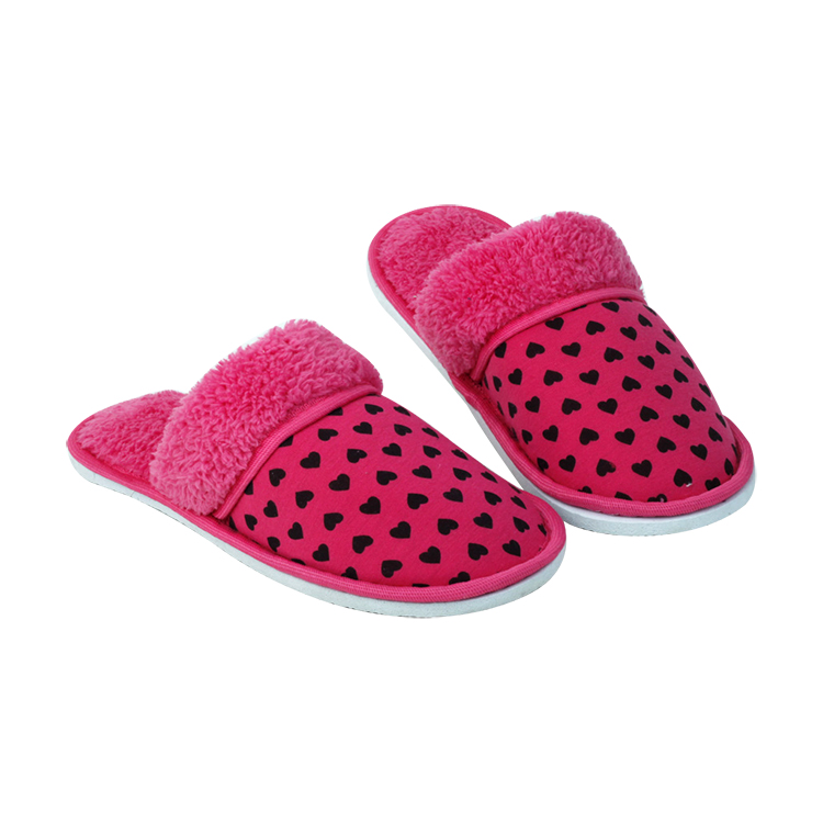 Hot selling nice quality indoor woman man plush home slippers for supermarket