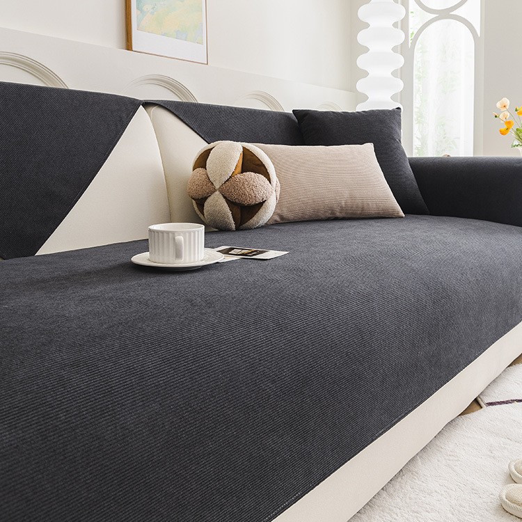 Coussin de canapé rayé imperméable de couleur unie - Noir