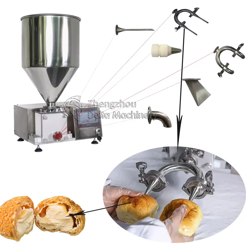 Purées de fruits ou compotes de fruits Machine de boulangerie Machine de remplissage de rouleaux de crème pour beignets remplis de crème ou de gelée