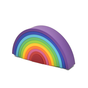 New Design Wooden <strong>Rainbow</strong> Stacker Nesting Puzzle <strong>Rainbows</strong> and Building Blocks Educational Toys for Kids Baby Toddlers - Product Image 1