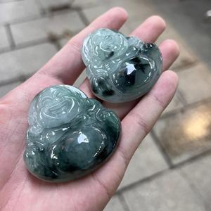 卸売ミャンマーBruma Jumbo Budda <span class=keywords><strong>Jade</strong></span>ブラック笑うBudda 50mm彫刻された翡翠ペンダントジュエリーペンダントDIYアクセサリー