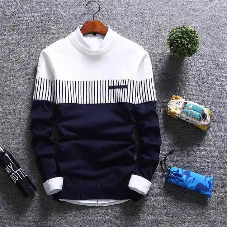 Fashion Sweater Bergaris Pria, Sweater Tipis Tren Korea Grosir Pullover Pria