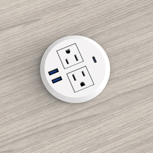 JOYE嵌入式家具书桌电源索环迷你圆形索环插座，带USBA + usb-c/内置台式美国电源插座插座 - Product Image 3