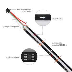 Banqcn FCOB SPI RGB ICLEDライトWS2811アドレス指定可能な720 LEDブラックPCBドリームカラーフレキシブルCOBデジタルLEDピクセルストリップ - Product Image 2