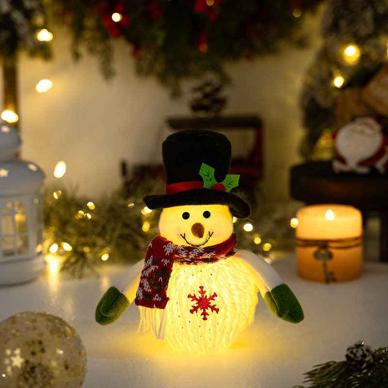 Bonhomme de neige lumineux, style chapeau haut de forme.