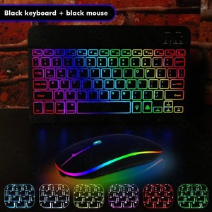 Teclado inalámbrico con ratón BT para tableta Android, IOS, Windows, retroiluminado, arcoíris, con ratón - Product Image 3