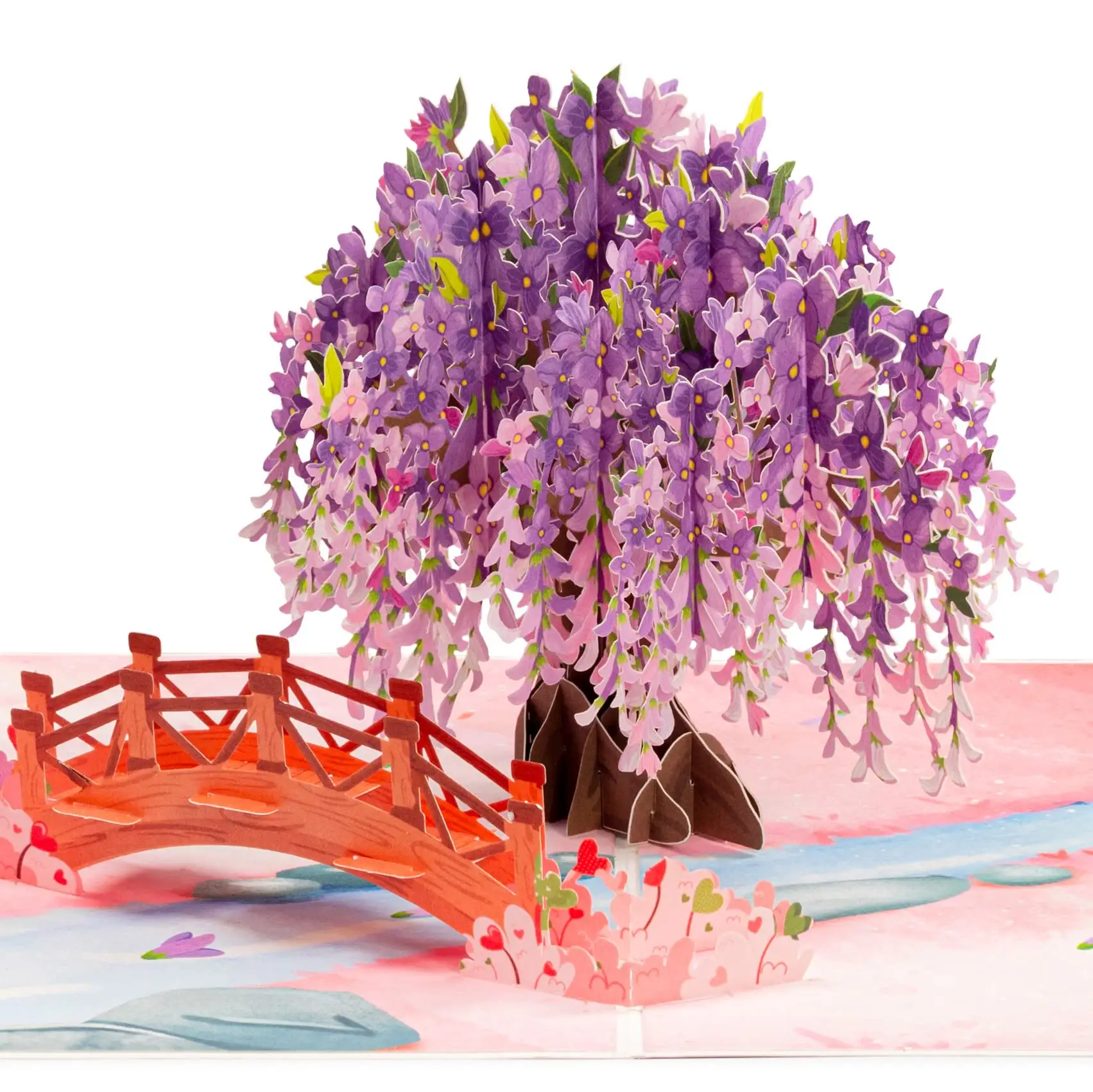 Tarjeta emergente Tarjeta de felicitación de glicinia interactiva 3D Regalo sorpresa para Aniversario de fiesta de cumpleaños, tarjeta 3D para madre