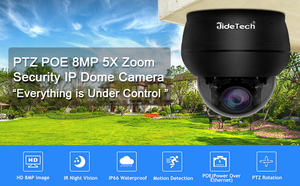 JideTech 8MP 4k分辨率PTZ IP摄像机5X光学变焦内置以太网供电POE: 48v-52v (IEEE 802.3af标准) - Product Image 5
