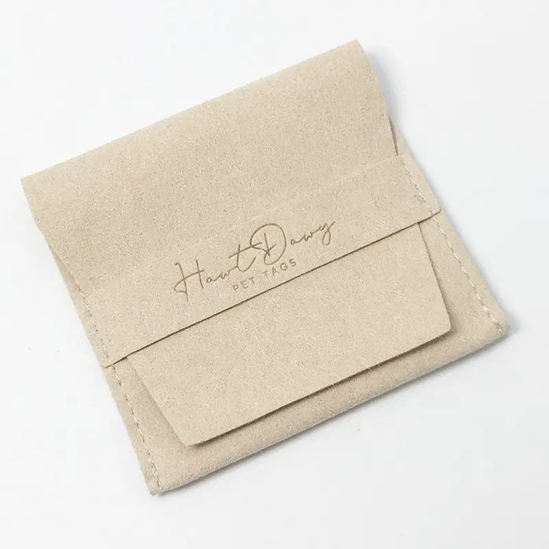 Benutzer definierte Logo gedruckt kleine Umschlag klappe Paket beutel Luxus Mikro faser Halskette Schmuck tasche