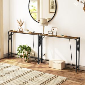 78.7 ''hẹp sofa bảng với Trạm Sạc 2 gói <span class=keywords><strong>Skinny</strong></span> giao diện điều khiển Bảng dài lối vào hành lang đi văng bảng với ổ cắm điện - Product Image 2