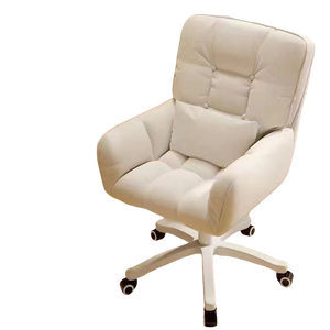 Comfortable Flannelette Computer Chair with Back Armrest Ins Solid Color Study Chair Dormitory Bedroom Can Lift Lazy <strong>Swivel</strong> Chai - Product Image 1
