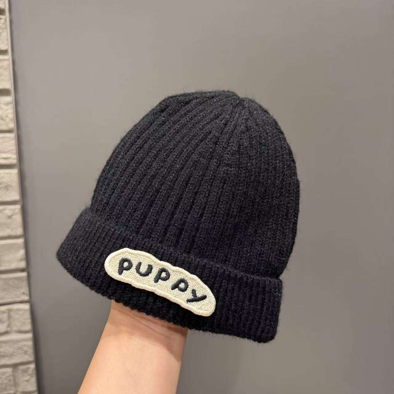 หมวกถักปุปป้าเด็ก-สีดำ