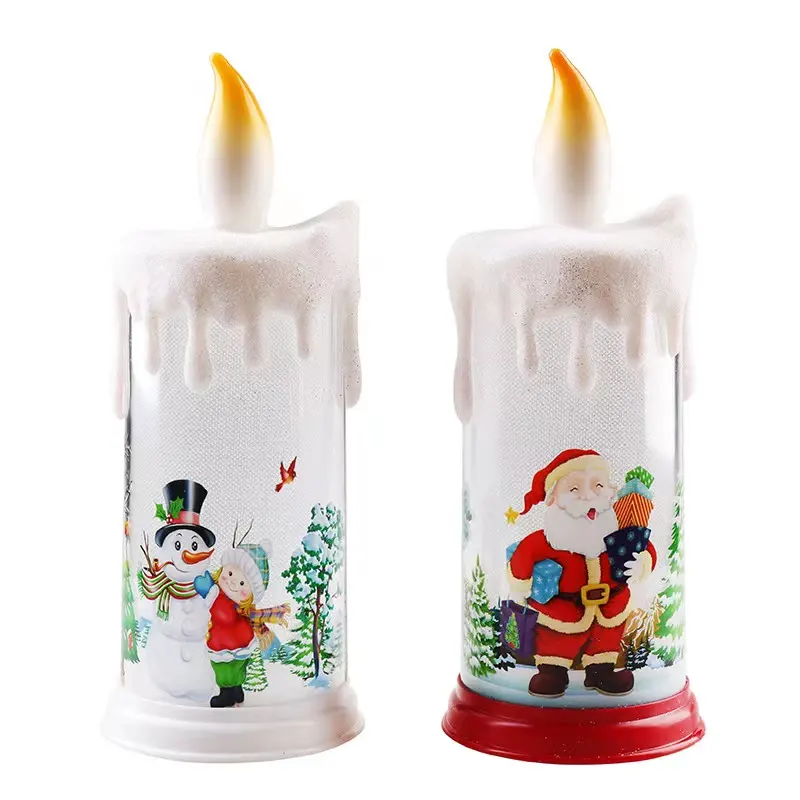Lámpara de vela con diseño de dibujos animados, lámpara LED de llama simulada con pilas, luces nocturnas de pilar para fiesta, decoración del hogar de Navidad