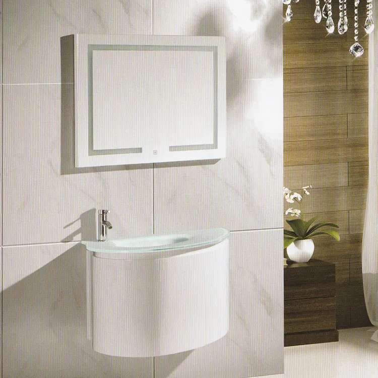 China fabricante casa parede único bacia de vidro moderno banheiro armário