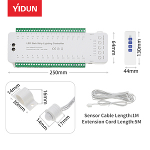 YIDUN 12V çift PIR hareket sensörü kontrolörü 16/28 kanallar SPI piksel LED aydınlatma Dimmer manuel ve uzaktan kumanda merdiven işık - Product Image 4