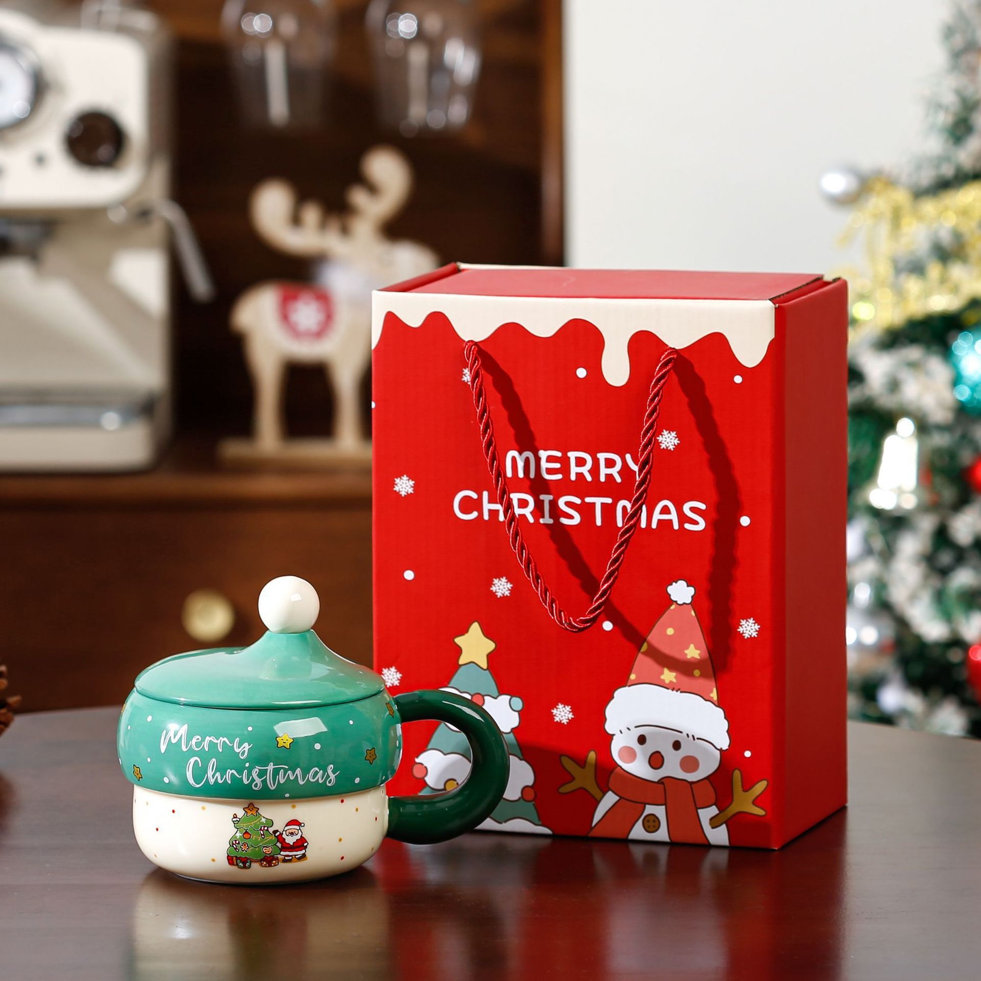 Gift box-Christmas tree-green