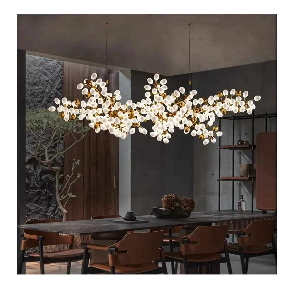 Пользовательские художественные стеклянные шарики ветка люстра лампы для гостиной столовой виллы светодиодное освещение подвесные светильники гостиничные проектные люстры