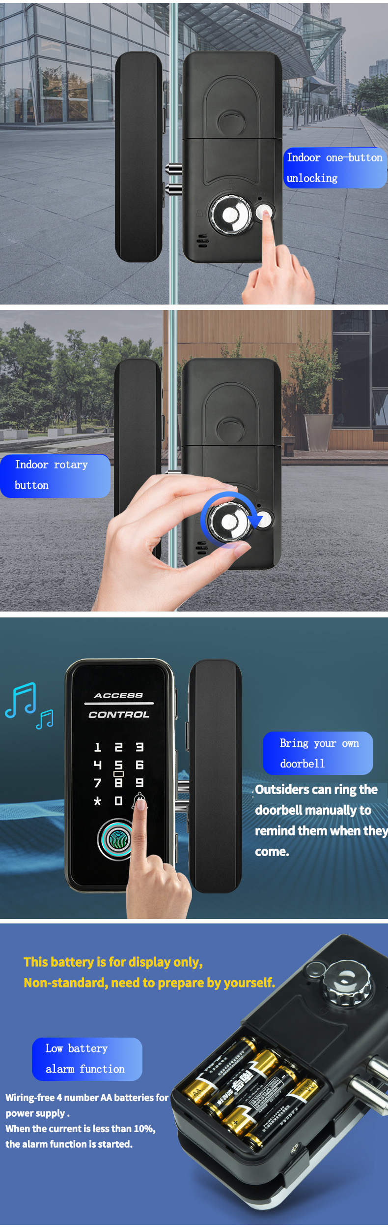 multilingual glass smart door lock refers to high-definition color screen remote control apple Multi-function locks safety frame