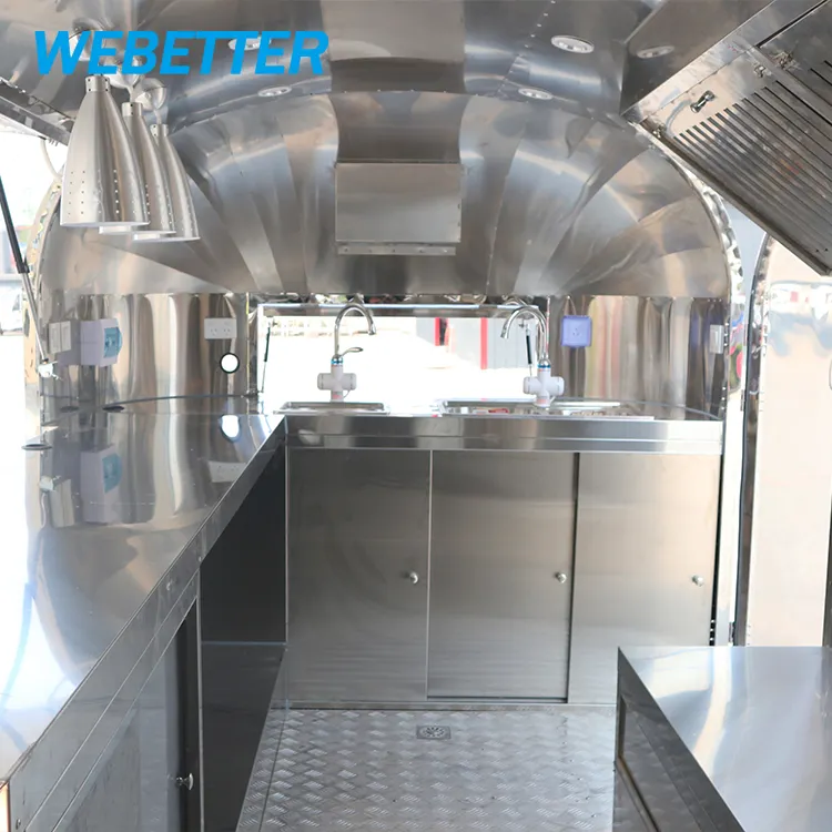 Wbetter Airstream di động nhà bếp thực phẩm Trailer trang bị đầy đủ remorque di động bánh Pizza thức ăn nhanh xe tải với đầy đủ nhà bếp để bán