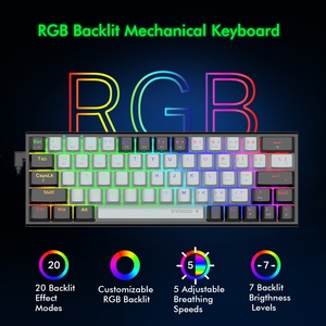 Miniteclado para juegos de ordenador, 61 teclas, inalámbrico, RGB, retroiluminado, mecánico, 60% - Product Image 3