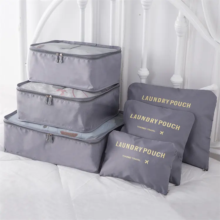 wholesale 2023 Hot Sell travel suitcase organizer set packing cube 6 pcs cloth luggage storage bag set