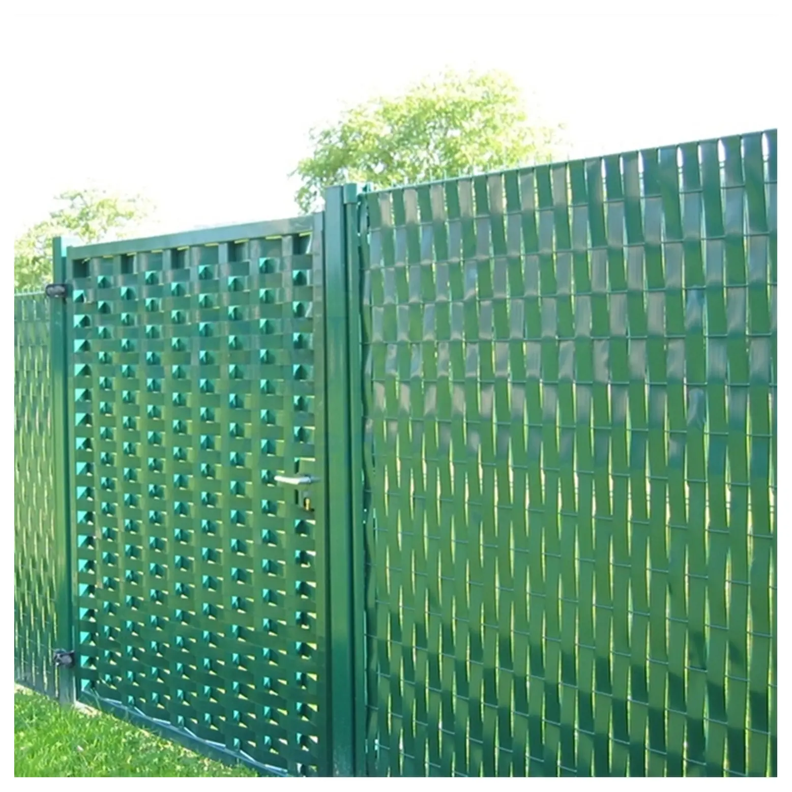 Lamelles occultantes en PVC vert, lamelles striées en PVC, clôture d'intimité