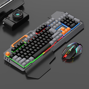 Teclas de tres colores Teclado de membrana de 104 teclas Teclado con cable luminoso con reposamanos magnético ergonómico - Product Image 6